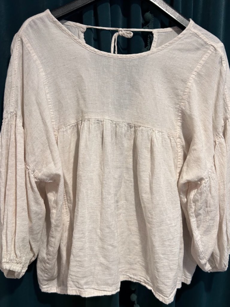 Avy And Co Julian Blouse + Short Set Buttermilk Cotton Crepe Reversible Boho Euc — image 4 of 8